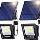intelamp 4400mAh Solar Flood Lights, 2 Pack Outdoor Solar Security Light Dusk to Dawn Auto On/Off IP65 Waterproof Solar Powered Lights for Porch, Balcony, Yard, Garage, Barn, Garden