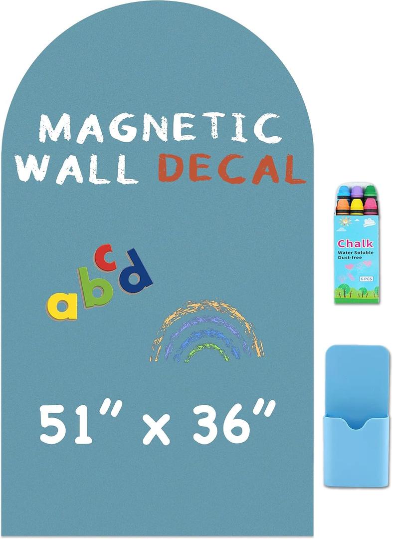 Large Arch Magnetic Wall Decal - 51" x 36" Matte Finish Chalkboard Sticker for Wall - Magnetic Board for Playroom, Home Classroom(Celadon)