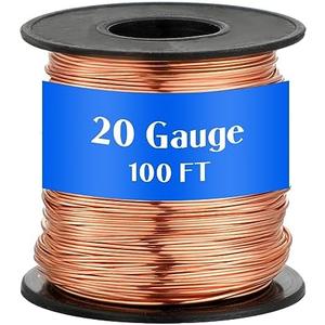 Therwen 100ft 20 Gauge Copper Wire for Gardening, Electro culture, Bonsai, Jewelry Making Beading DIY Craft Pure Bare Copper Wire Spool