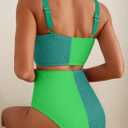 Herseas Women's Bikini Sets Scrunch Square Neck Two Piece Swimsuits High Waisted Bathing Suits (Green, XXL)