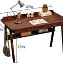 Ytaoka Solid Wood Writing Desk, 47" Mid-Century Modern Walnut Desk, Home Office Computer Desk with 2 Drawers and Storage Shelf, Laptop Desk, Study Table, Work Desk Station, 47.2" L x 23.6" W x 29" H