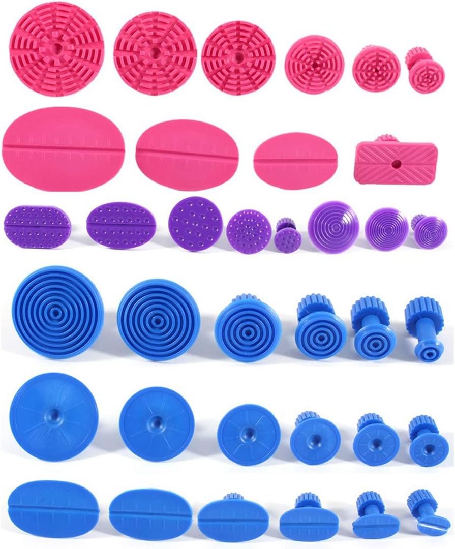 Car Body Dent Removal Pulling Tabs 36Pcs Different Size Dent Repair Puller Tabs Paintless Repair Kits Puller Glue Tabs Puller Tabs Dent Suction Cup