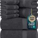 Utopia Towels 8 Piece Premium Towel Set, 2 Bath, 2 Hand, and 4 Wash Cloths, 600 GSM 100% Ring Spun Cotton, Highly Absorbent Towels for Bathroom, Gym, Hotel, and Spa, Grey