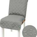 Yonus Waterproof Dining Chair Cover Office Chair Cover Water Resistant Dining Room Chair Cover Kitchen Chair Slipcover Computer Chair Cover with Anti-Slip Buckle (Light Grey, 1PCS)