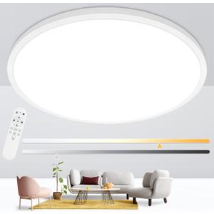 24'' Large Flush Mount Ceiling Light Fixture Dimmable with Remote Control