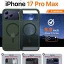 2 x Magnetic for iPhone 17 Pro Max Case,[Anti-Slip][Compatible with MagSafe][Military Grade Drop Protection] Shockproof Protective Translucent Phone Case for iPhone 17 Pro Max Case,Forest Green