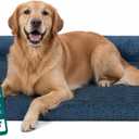 Furhaven Orthopedic Dog Bed for Large Dogs w/ Removable Bolsters & Washable Cover, For Dogs Up to 95 lbs - Plush & Almond Print L Shaped Chaise - Blue Almonds, Jumbo/XL