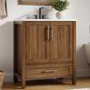 Garvee 30" Bathroom Vanity with Sink, Freestanding Bathroom Sink Cabinet with 2 Soft-Closing Doors & Large Storage Drawer, Wood Vanity Cabinet, Easy Assembly & Cleaning, Walnut