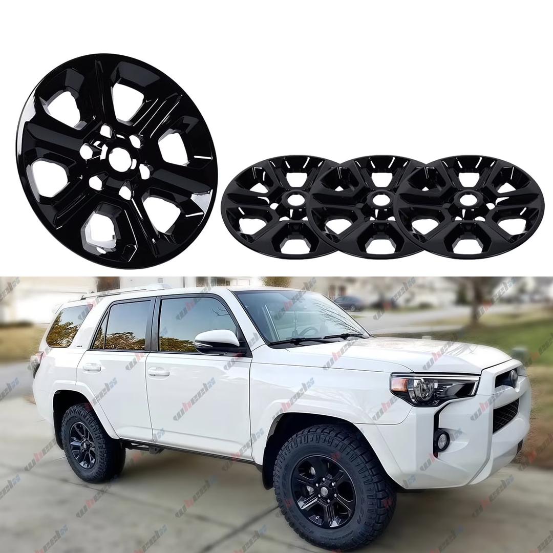(4 Pack) 17" Wheel Skins Hub Caps Full Rim Covers For 2014-2024 Toyota 4 Runner SR5, Gloss Black