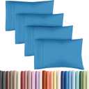 King Pillow Cases Set of 4 - Ultra Soft Hotel Quality Pillowcase Covers - Comfy, Cozy & Wrinkle Free - Shrinkage, Stain & Fade Resistant - Machine Washable Pillow Protectors - 4 Piece Set - Denim Blue