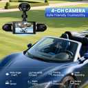 360°View 4 Channel Dash Cam, 4K+1080P Front and Rear Inside Left Right, Dash Camera for Cars, Built-in G-Sensor, IR Night Vision, 24H Parking Mode, 64GB SD Card, Loop Recording, APP Control