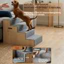 Wooden Dog Stairs for Small Large Dogs,Dog Steps for Couch Bed 18" H,Pet Stairs with Soft Carpeted Steps, Pet Steps for Cats Puppy Doggy Senior Pets up to 100 LBS