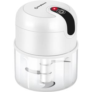 EASYSPEED Electric Garlic Chopper 1Cup, Mini USB Type-C Charging Wireless Food Processor with 304 Stainless Steel, 3 Sharp Blades, Portable Kitchen Meat Grinder for Onion, Garlic, Ginger, Chili (White)