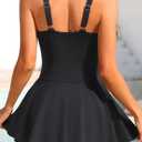 Yonique Swim Dress for Women Tummy Control - V Wired One Piece Swimsuit with Skirt Modest Bathing Suits Skirt 2026 (Black, XL)