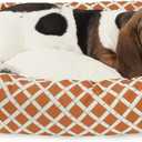 32 inch Burnt Orange Bamboo Sherpa Bagel Dog Bed