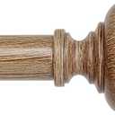 Wood Curtain Rods for Windows 66 to 120 Inch, Boho Vintage Decorative 1 Inch Diameter Long Wooden Curtain Rod, Adjustable Heavy Duty Rustic Farmhouse Drapery Pole with Wood Grain Finials