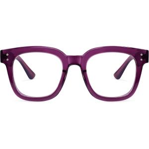Madison Avenue Oversized Blue Light Blocking Glasses for Women Fashion Blue Light Blockers Anti Eyestrain & UV Protection Computer Eyeglasses (Transparent Purple)