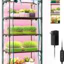 Bstrip Indoor Greenhouse with Grow Lights, 4 Tier 27.2" L19.9" W61.8" H Mini Greenhouse with Zippered PVC Cover for Seed Starting Trays, Dimmable 2FT 60W Plant Light for Indoor Plants with Timer