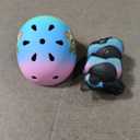 Toddler Kids Bike Helmet Set for Boys Girls Color Gradient Adjustable Skateboard Helmet Protective Gear Set Knee Elbow Wrist Pads for Bike, Roller, Scooter, Cycling, Balance and More Sports Pink-Blue-Green