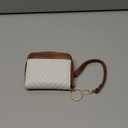 BOSTANTEN Credit Card Holder Wallet RFID Blocking Leather Small Wallet for Women Zipper Keychain Wallet with Wristlet BeigeBrown