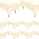 10 Pack Polyester Tablecloth 60 x 102 Inch Beige Polyester Table Cloth for 6 Foot Rectangle Tables, Stain and Wrinkle Resistant Washable Table Cover for Kitchen Wedding Banquet Restaurant Party