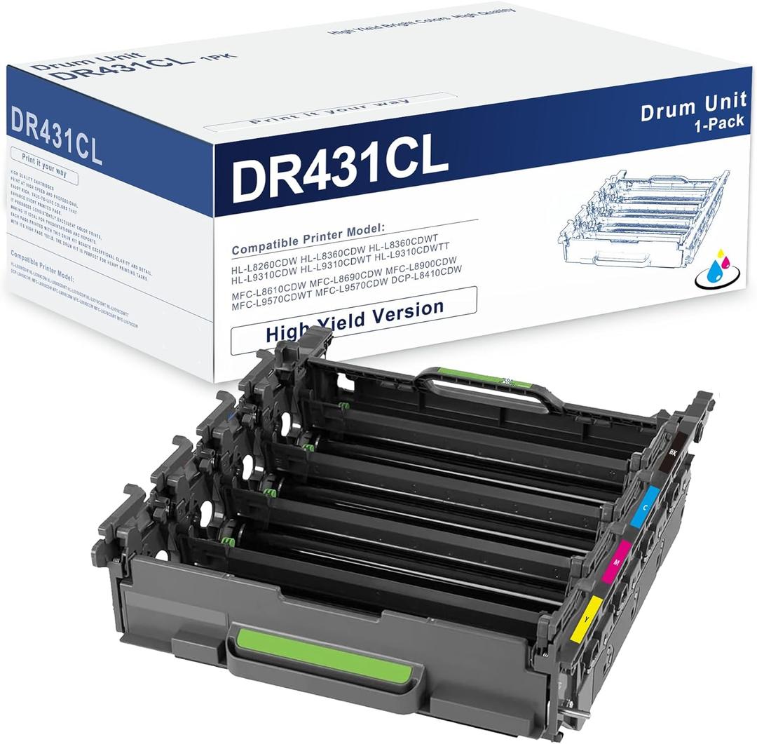 DR431CL Drum Unit 30,000 Pages DR-431CL Replacement for Brother DR431 Work with MFC-L8900CDW Drum HL-L8360CDW HL-L8260CDW MFC-L8610CDW(DR 431CL 1-Pack; Toner Not Included) (Multicolor)