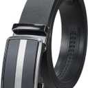 Ratchet Belt for Men - Mens Belt Leather 1 3/8" for Casual Jeans - Micro Adjustable Belt Fit Everywhere (Middle Stripe - Black)