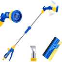28-42 Inch Metal Watering Wand, Long Telescopic Garden Hose Wand with Swivel Head, 10 Spray Patterns Nozzle Wand with Thumb Flow Control, Garden Hose Sprayer for Hanging Basket, Plants, Shrubs