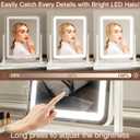 FENNIO Vanity Mirror with Lights - 15"x12.6" LED Lighted Makeup Mirror, Large Makeup Mirror with Lights, Touch Screen with 3-Color Lighting, Dimmable, for Vanity Desk Tabletop, Bedroom