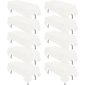 10 Pack Ivory Tablecloths for 8ft Rectangle Tables 60 x 126 Inch - Polyester Table Cover Stain and Wrinkle Resistant Washable Fabric Table Clothes for Wedding Party Banquet Reception Restaurant