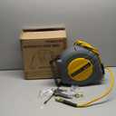 Vkndoynt Retractable Air Hose Reel, 1/4 IN x 50 FT Hybrid Polymer Hose, Auto Rewind, Wall Mount, Dark Gray/Yellow