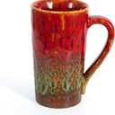 20 oz Coffee Mug, Coffee Cup Large Coffee Mug with Handle, Ceramic Latte Tea Cup for Office and Home, Novelty Gifts for Women and Men (Red & Green)