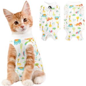 Cat Recovery Suit Female, Breathable Cat Onesie After Surgery Female for Abdominal Wounds or Skin Diseases, Surgery Recovery Suit Kitten Onesie After Spay Wear Anti Licking (Small, Lion)