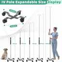 IV Pole with Wheels,47 to 100In Infusion Floor Stand Telescopic with 4 Hooks IV Bag Holder Stand Portable Feeding Pump Stand Stainless Steels Pipe Extension Pole IV Influsion Pole (Silver)