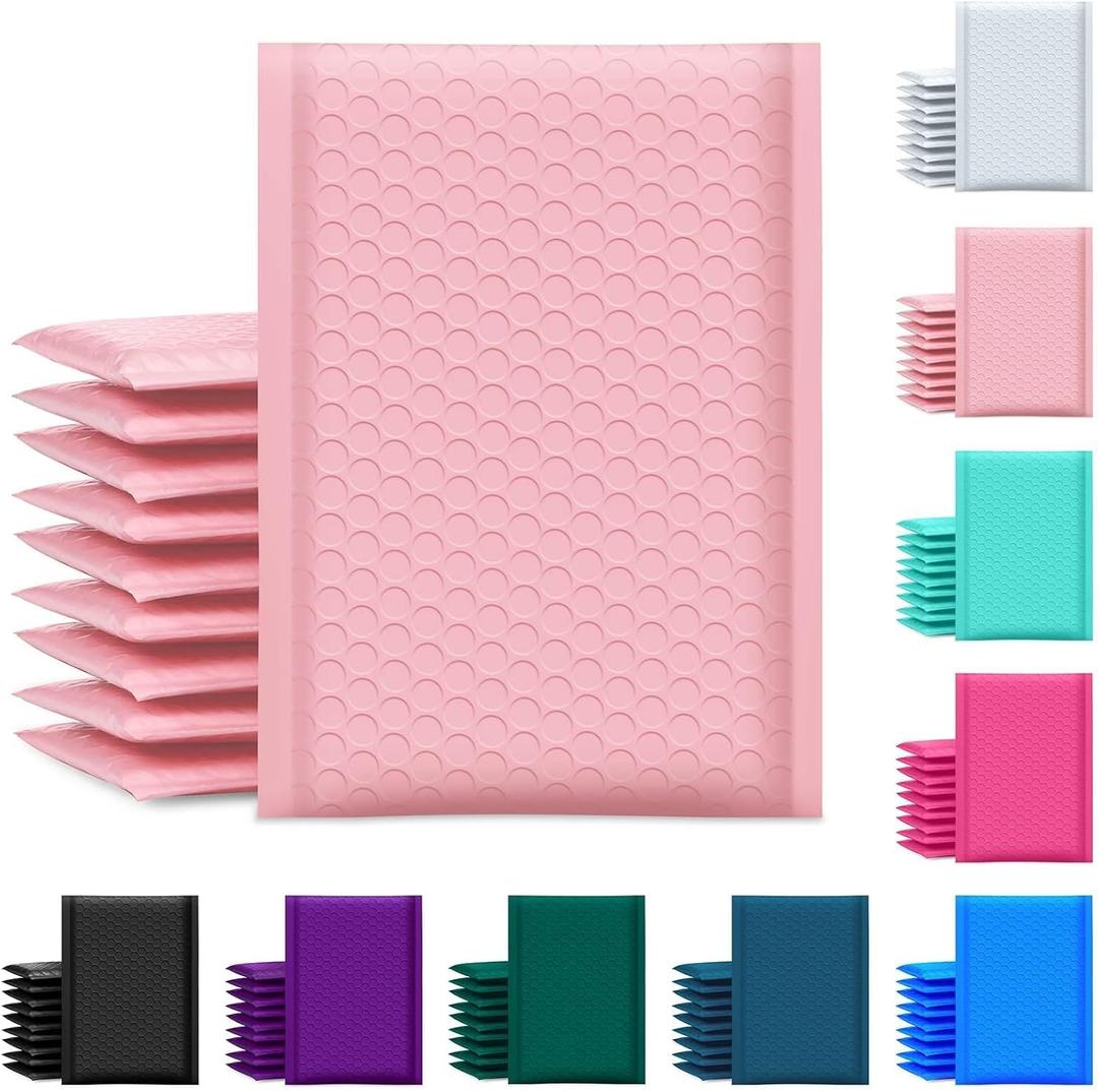 UCGOU Bubble Mailer 6x10 Inch 100 Pack Usable Size 6x9 Inch Light Pink Poly Padded Envelopes Waterproof Bubble Bags for Small Business Shipping Self Seal Mailing Envelopes for Jewelry Makeup Supplies