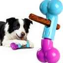 Apasiri Bully Stick Holder for Aggressive Chewers - Tough Dog Toy Prevent Choking and Free Up Your Hands, Bacon Flavored Nylon Chew Toy for Medium & Large Dogs to Keep Them Busy, Gift for Dogs, Pink