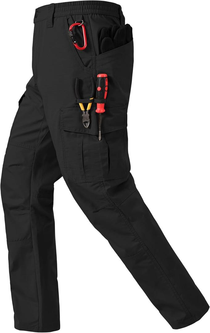 CNBQDD Mens Work Pants Ripstop Waterproof Cargo Pants for Men with 7 Pockets Tactical Hiking Pants