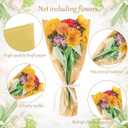 NEUROVYRAL 50 Pcs Flower Bouquet Sleeves Bouquet Wrapping Paper with 1 Ribbon Florist Wrap Supplies Kraft Paper Floral Packing Flower Bags for Wedding Mother's Day Graduation Gift