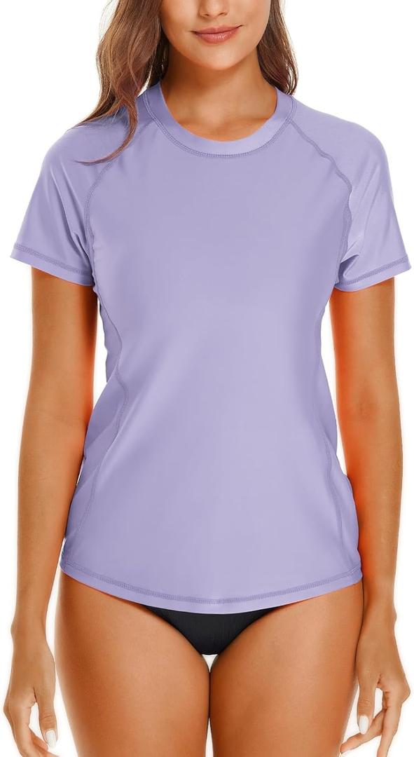 HODOSPORTS Women's UPF 50+ Rash Guard Sun Protection Swim Shirt Quick Dry Swimsuit Lightweight Short Sleeve (Purple) S