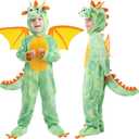 Spooktacular Creations Halloween Toddler Dragon Costume, Dinosaur Costume kids with Wings for Baby Halloween Dress Up Party (Green)