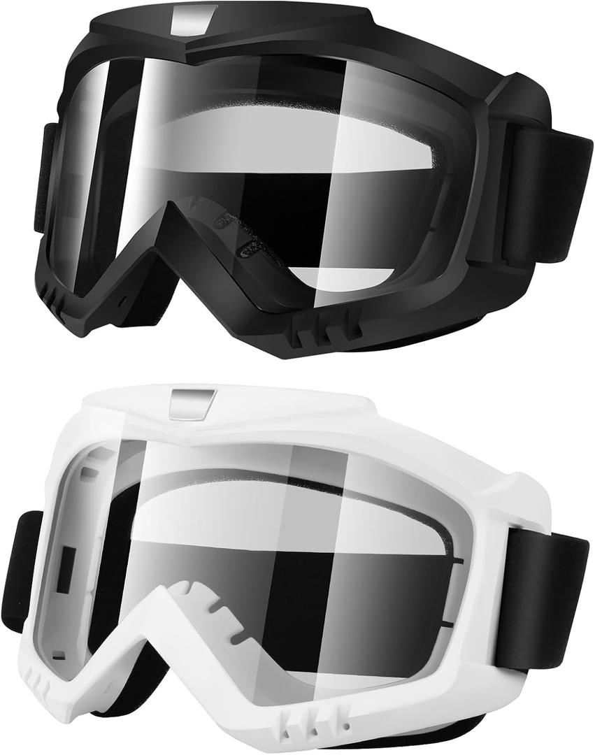 Dirt Bike Goggles 2 Pack - Motorcycle, ATV, Riding, Ski, Windproof Racing Glasses (Black)