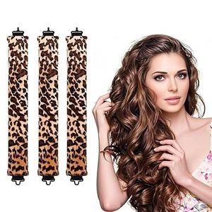 Heatless Hair Curler Velvet, Vernight Shaping · Heatless Curling Tool, Nighttime Beauty Miracle for Short & Long Hair 3PCS Leopard Print