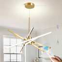 HOXIYA LED Plug in Chandelier, Dimmable Modern Sputnik Chandelier with Long Cord Gold, Plug in Pendant Light Fixture with Remote Flush Mount Over Dining Table for Living Room Bedroom Kitchen Gazebo