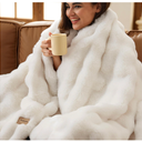 GentleSoft Fluffy Faux Fur Throw Blanket for Couch, Soft Fuzzy Fleece Blankets & Throws, Cream Bed Decor Cozy Gifts for Women Teen Girls, Minky Thick Warm Plush Gifts for Birthday, Anniversary