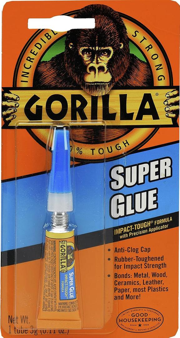 Gorilla Super Glue Tube, 3 Gram, Clear, (Pack of 1)