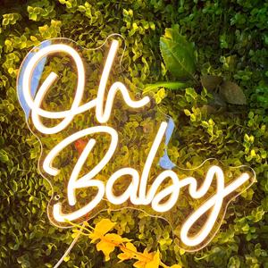Oh Baby Neon Signs for Wall Decor USB Powered LED Light Up Sign for Baby Shower Birthday Party Gender Reveal Christening Day Decor 1st Birthday Backdrop (Warm White-02)