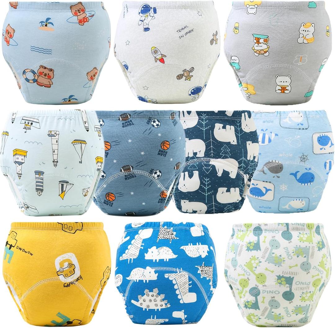 Upairy Potty Training Pants Cotton Absorbent Training Underwear for Toddler Boy and Girls ,Soft Absorbent & Leak-Proof with Characters(10PCS,S)