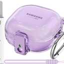 Inesore for Samsung Galaxy Buds FE Case/Galaxy Buds 2/Pro/Galaxy Buds Live,with Safety Lock Housing,Accessories with Keychain/Silicone Wrist Strap - Purple