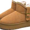 FINIWOR Snow Boots for Women Waterproof, Warm Fur Lined Mini Womens Boots Winter, Fall Ankle Boots Platform Non-slip (Brown)