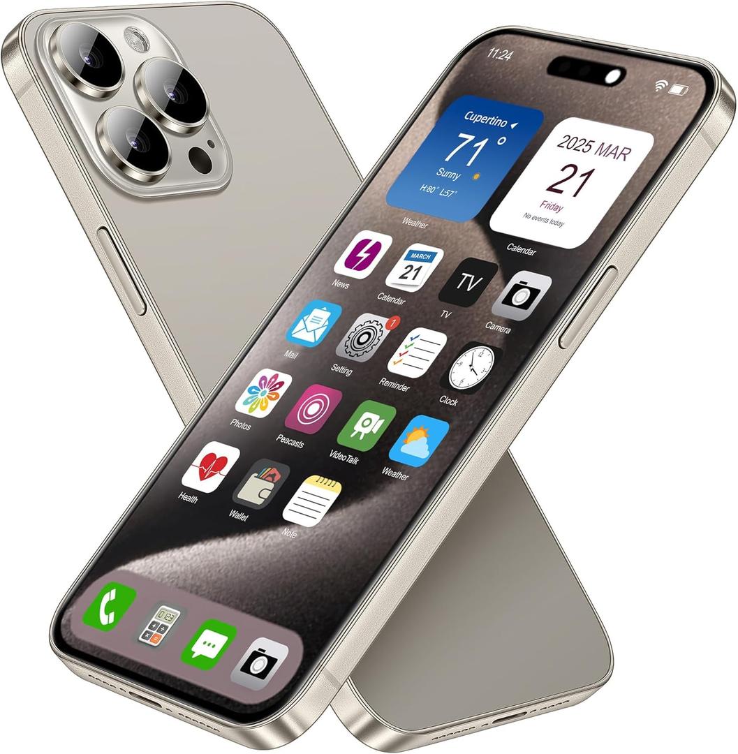 Dummy Fake Phone Model, Looks Like The Real Phone Compatible with Phone 15 Pro max, for Cell Phone Store Display or Send a Toy Phone 15 Promax for Kids (Titanium Rainbow Front)